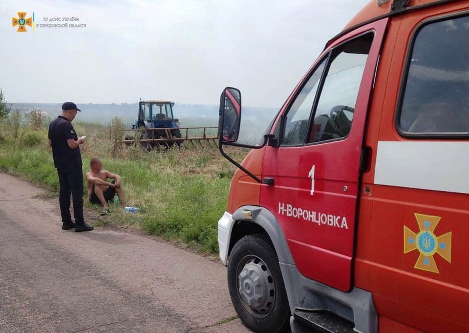 У Бериславському районі під час пожежі у полі застали палія